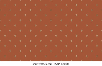 Elegantes Fleurdelis-Muster aus gedämpftem Terrakotta und Gold.  Perfekt für Hintergrund, Textil-Design oder Tapete.