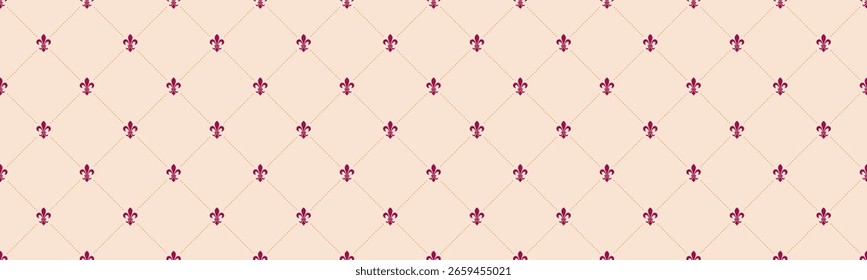 Elegant fleurdelis pattern on a soft blush background.  Perfect for adding a touch of sophisticated vintage charm to websites, stationery, or textiles.