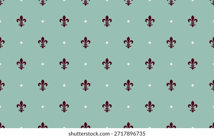 Elegant fleurdelis pattern on a soft teal background.  Perfect for website backgrounds, textile designs, or stationery. This regal, vintageinspired design evokes sophistication and timeless style.