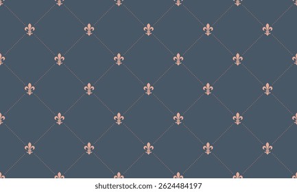 Elegant fleurdelis pattern on a sophisticated navy background.  Perfect for luxurious branding, website design, or textile prints.