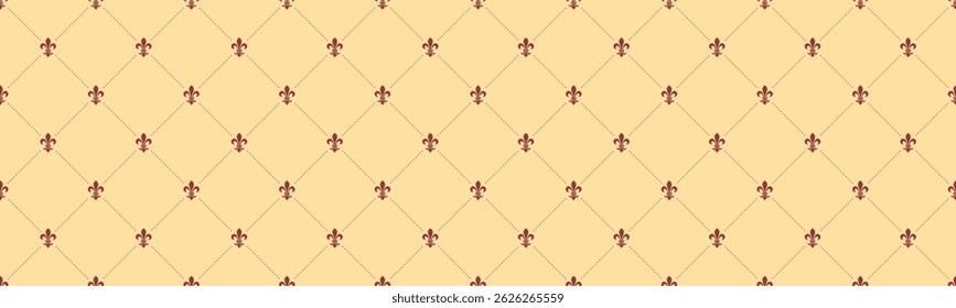Elegante padrão de fleurdelis em um fundo sutil e cremoso.  Este design perfeito evoca estilo clássico e sofisticação, perfeito para fundos do site, papelaria ou impressões têxteis.