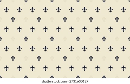 Elegantes Fleurdelis-Muster, perfekt für klassische Designprojekte.  Subtile, sich wiederholende Motive beschwören Königtum, Erbe und zeitlose Raffinesse herauf. Ideal für Websites, Schreibwaren oder Textildesigns.