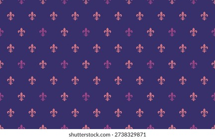 Elegant fleurdelis pattern in a sophisticated purple and pink color scheme.  Perfect for invitations, websites, or textile designs. This regal, repeating motif evokes luxury and tradition.