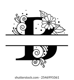 Elegant Floral Alphabet Letter B Personalized Botanical Monogram Design