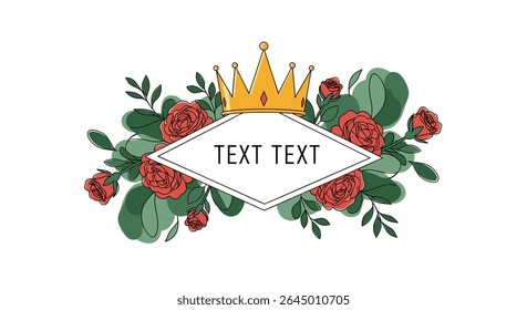 Elegant Floral Arrangement with a Golden Crown Perfect for Various Creative Design Needs