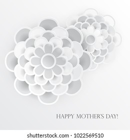 Elegant floral background with 3d paper flowers and place for text. Spring floral greeting card. Origami trendy design template. Paper cut spring flower holiday texture. Happy Mother's Day, 8 march. 