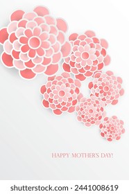 Elegant floral background with 3d paper flowers. Spring floral greeting card. Happy Mother's Day, 8 march. Vector illustration