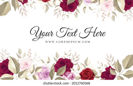 Elegant Floral Background With Beautiful Maroon Roses