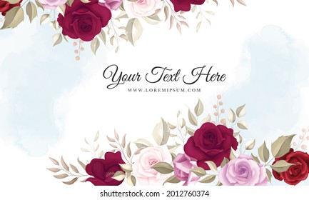 Elegant floral background with beautiful maroon roses