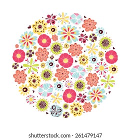 Elegant floral background with colorful flowers. Vector illustration.