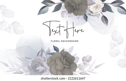 Elegant floral background  with dark flower and leaves