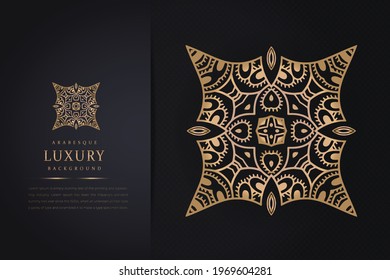 Elegant floral background with floral elements for Wedding card, book cover, Gold and black ornamental mandala design background, Abstract circle aztec style pattern