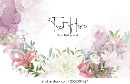 elegant floral background with hand drawing soft flower and leaves