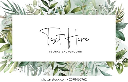 elegant floral background with hand drawing leaves watercolor 