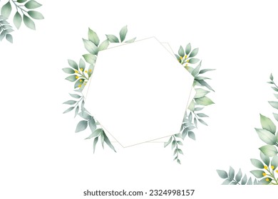 Elegant floral background with hand drawing green leaves watercolor 

