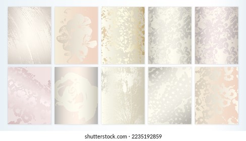 Elegant Floral Background Set. Light Texture Collection with Flowers for Wedding Invitations, Cards