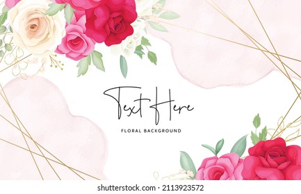 Elegant floral background template with beautiful red and pink flower