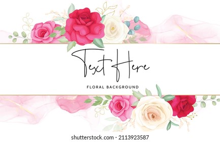 Elegant floral background template with beautiful red and pink flower