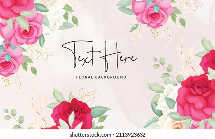Elegant floral background template with beautiful red and pink flower