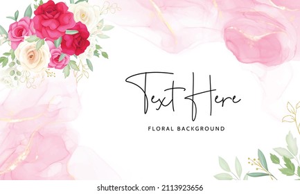 Elegant floral background template with beautiful red and pink flower