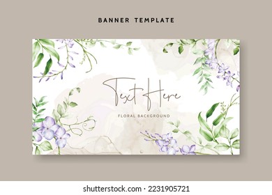 Elegant floral background template with purple flower