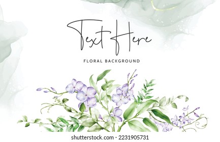 Elegant floral background template with purple flower