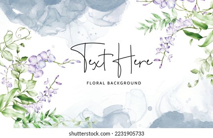 Elegant floral background template with purple flower