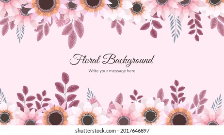 Elegante plantilla de fondo floral con flores blandas, hojas, viñas aptas para la web, carteles, afiches, medios sociales, aplicaciones, diseño y anuncios de internet - colorido Vector Ilustración fondo de moda.