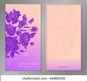 Elegant floral background for your card, flyer, invitation. Template with a bunch of roses. Vector background with roses.