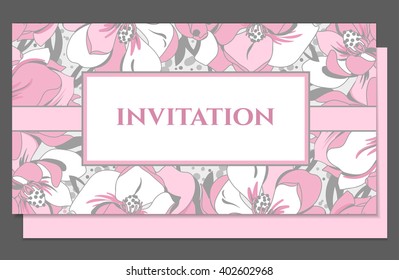 Elegant floral background for your invitation, flyer or greetings card. Magnolia blossoms vector background.