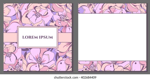 Elegant floral background for your invitation, flyer or greetings card. Magnolia blossoms vector background.