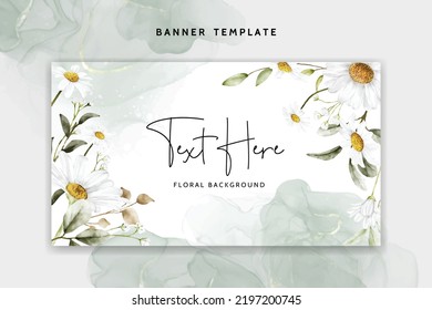 elegant floral banner template with beautiful daisy flower