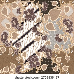 Elegante patrón inspirado en batik floral con tonos apagados