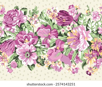 Elegant Floral Border Design in Pastel Shades