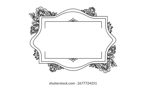 Elegant floral bordered empty frame for text and invitations decorative design elements