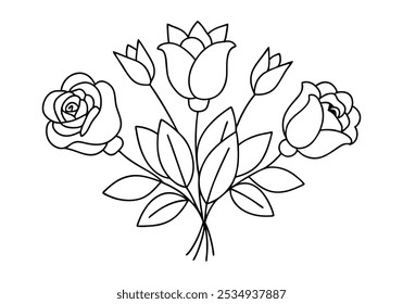 Elegant Floral Bouquet in Continuous Line Art