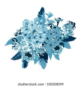 Elegant floral bouquet, design element. Floral composition can be used for wedding, baby shower, mothers day, valentines day cards, invitations, print, textile, scrapbook. Vintage decorative flowers