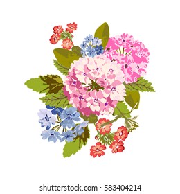 Elegant floral bouquet, design element. Floral composition can be used for wedding, baby shower, mothers day, valentines day cards, invitations, print, textile, scrapbook. Vintage decorative flowers.