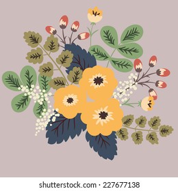 Elegant floral bouquet - vector background for greeting card