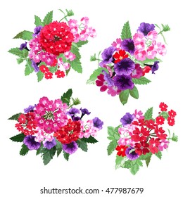 Elegant floral bouquets, design elements. Floral compositions can be used for wedding, baby shower, mothers day, valentines day cards, invitations