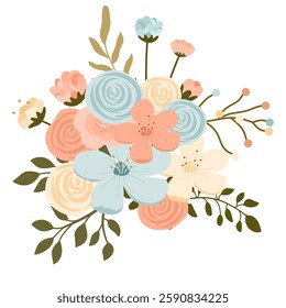 Elegant Floral Bouquets with Pastel Colors and Delicate Leaf Accents