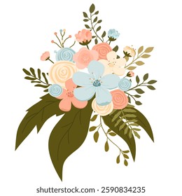 Elegant Floral Bouquets with Pastel Colors and Delicate Leaf Accents