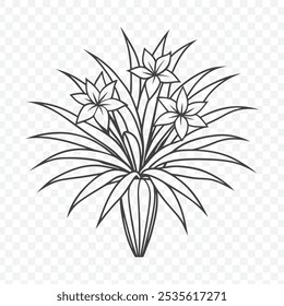 Elegant Floral Bunch with Yucca Line Art Vector Illustration for Natural and Botanical Designs