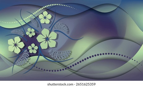 Cartão floral elegante em tons frescos. Uma excelente ilustração para publicidade, cartazes, cartões postais, cartões de visita, atributos corporativos e seus outros projetos. Vetor.
