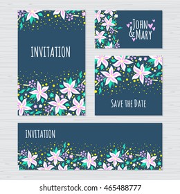 Elegant floral card design. Vintage invitation card template. Vector illustration