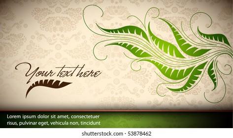 Elegant Floral Card - Seamless Damask Vector Texture