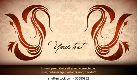 Elegant Floral Card - Seamless Damask Vector Texture