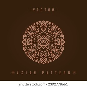 Elegant Floral Circular Asian Pattern Vector