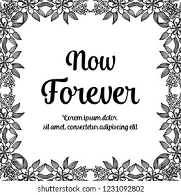 Elegant floral collection with now forever text vector