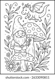 Elegant Floral Coloring Page for Adults. Intricate Line Art for Stress Relief and Relaxation
